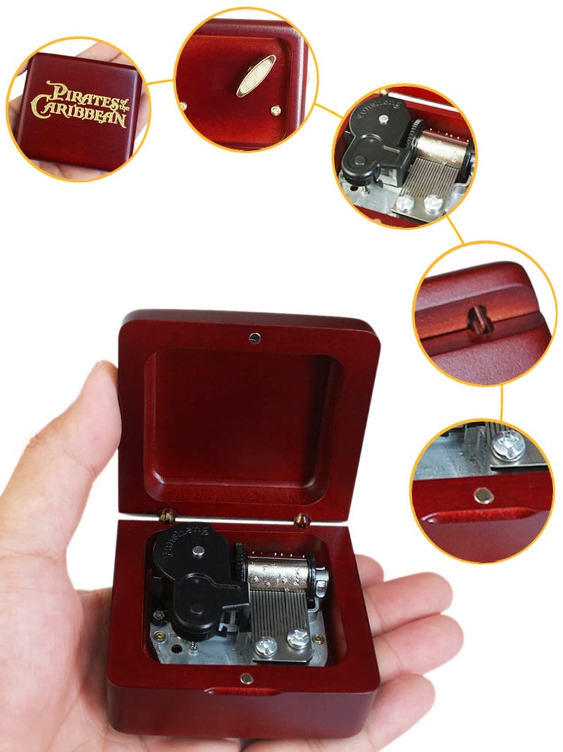 Sinzyo Davy Jones Music Box Vintage Musical Boxs Gift For Birthday Valentine's Day Christmas Day(Wine Red Box) - Image 2